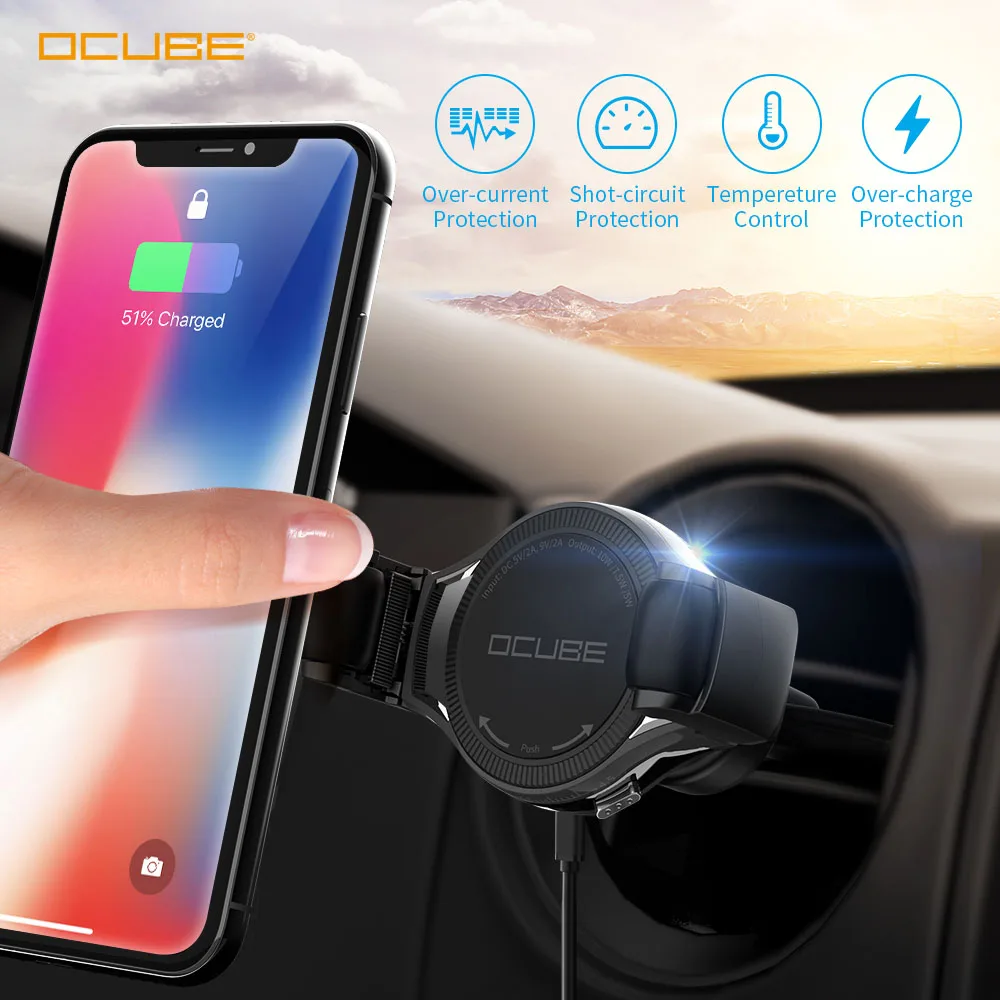 Беспроводное автомобильное зарядное устройство Быстрая зарядка Quick Charge 3,0 держатель для телефона крепление в машину для Iphone Xr huawei samsung Аксессуары для смартфонов