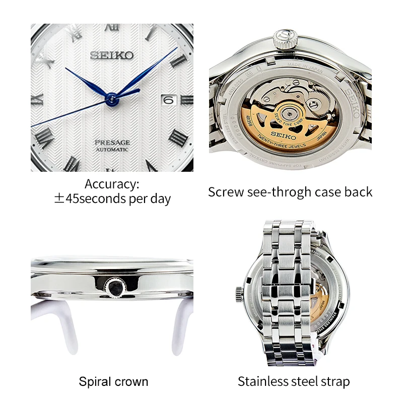 100% Оригинальные автоматические механические часы SEIKO 3 бар водонепроницаемость