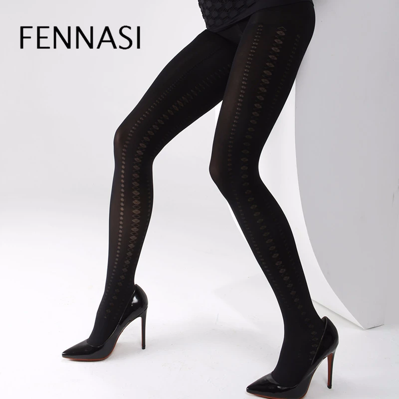 FENNASI, жаккардовые, липкие, женские сексуальные колготки, с принтом, Nylons, женские сексуальные колготки, фантазийные, для женщин, с высокой талией, женские, эротические, черные колготки