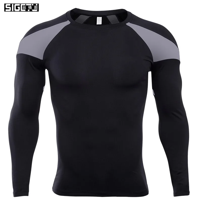 Мужские топы для тренажерного зала рубашки бега Rashguard Мужская футболка с длинным