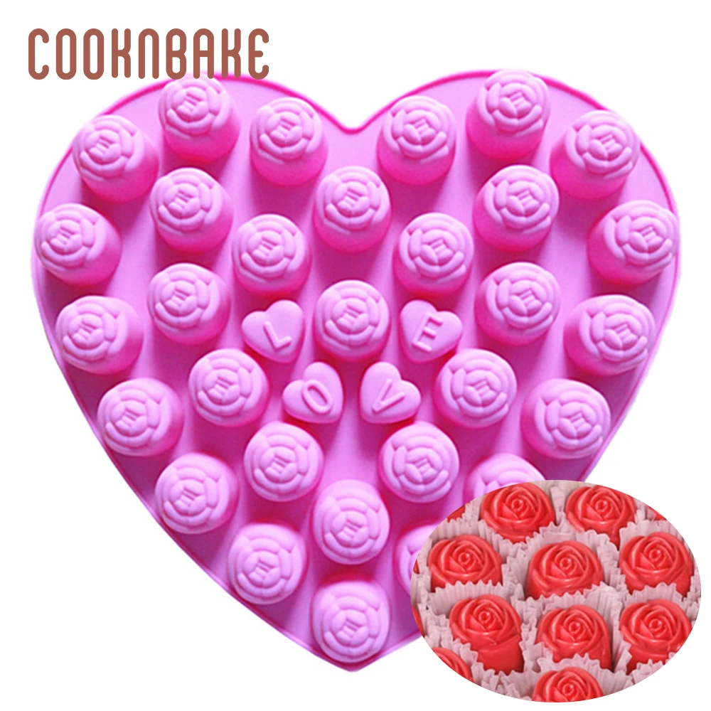 COOKNBAKE силиконовые формы для шоколада День Святого Валентина конфеты клейкие формы инструменты для выпечки тортов желе льда украшения сердце розы формы