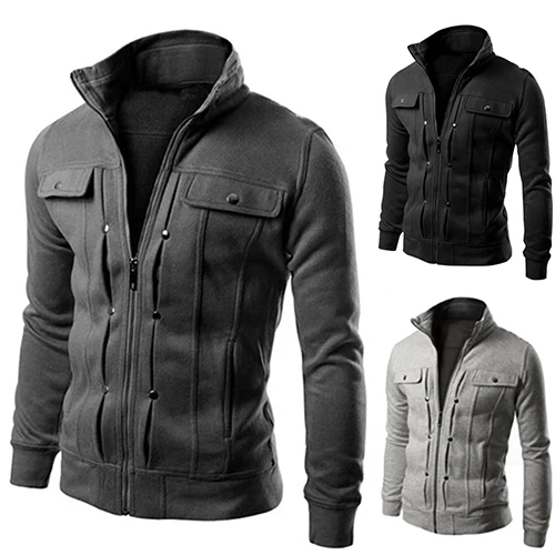 

items! Men's Stand Collar Zipper Tracksuit Casual Jacket Coat for Winter
