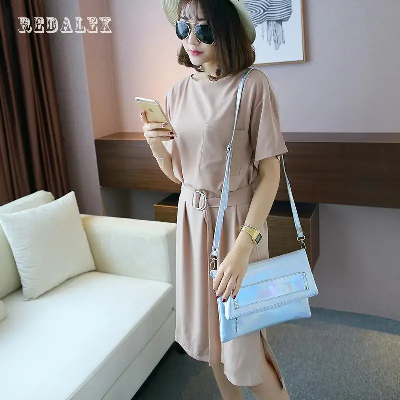 Лазерная серебро Для женщин сумка на молнии Высокое качество PU leatherhand клатч