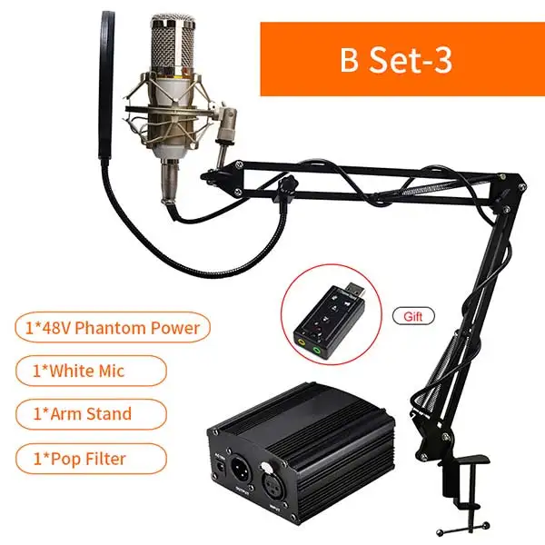 BM 800 конденсаторный микрофон bm800 48V Phantom power Mic звуковая карта с подставкой поп-фильтр Tritop для компьютера ПК видеозапись - Цвет: Красный
