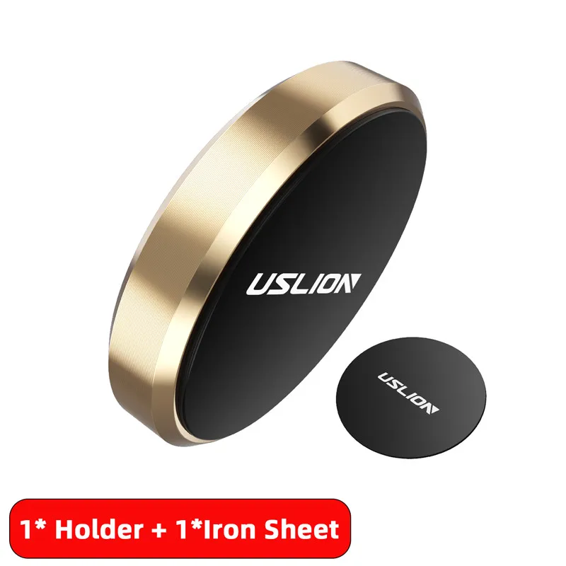 1 Gold USLION универсальный магнитный автомобильный держатель для телефона для iPhone X 7 samsung Xiaomi Магнитная подставка для телефона в автомобиле поддержка мобильного телефона - Цвет: 1 Gold
