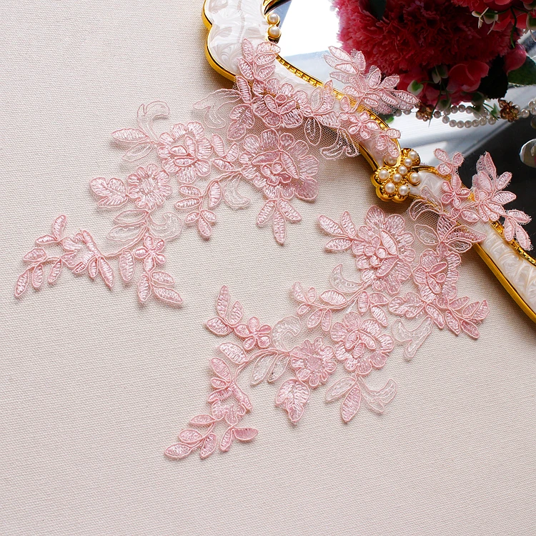 1 пара белая черная розовая вышитая нашивка-аппликация кружевные нашивки для