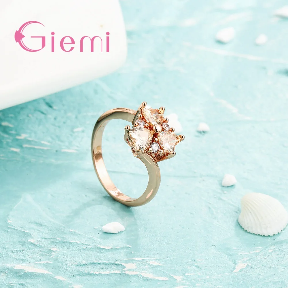 Big Promotion Fashion Popular Jewelry Rose Gold Champagne Color Cubic Zirconia Ring For Women Happy Birthday Party Gift | Украшения и