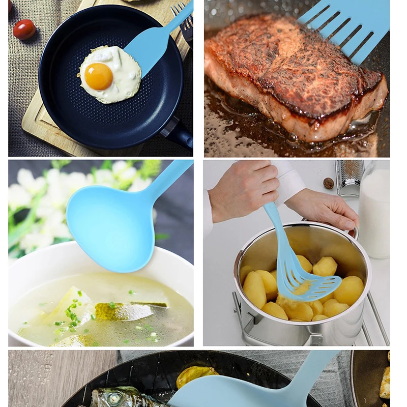 RSCHEF нейлоновая кухонная посуда, пять частей, антипригарное Силиконовое кухонное приспособление, насадка для приготовления пищи, скребок, лопата, ложка