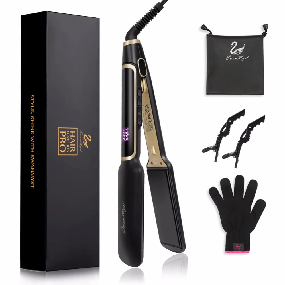 SwanMyst Flat Iron 2 дюймов Профессиональный Выпрямитель для волос с Nano Титан пластин