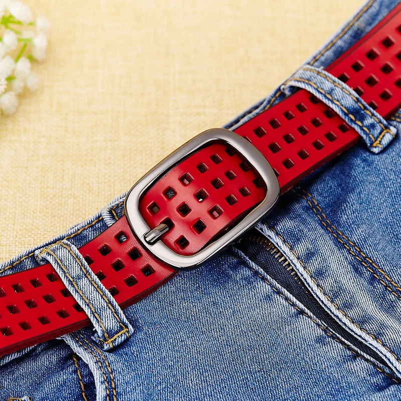 2017 фирменный женский ажурный кожаный ремень с пряжкой язычком дизайнерские