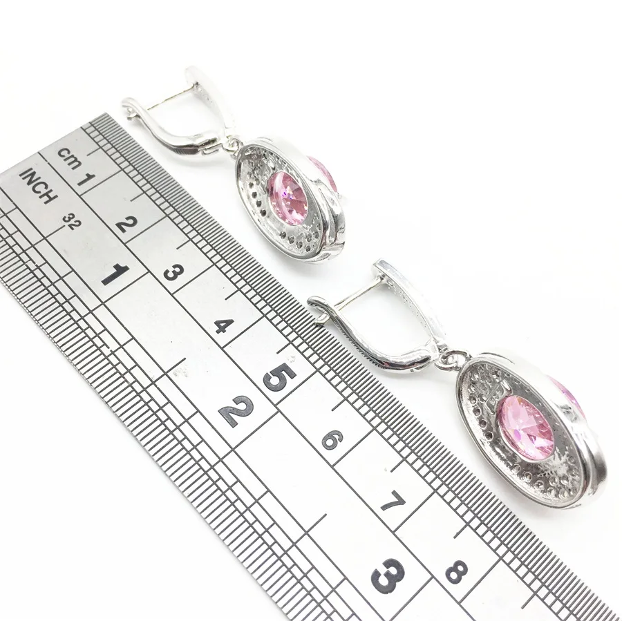 Pink Zircon Costume Silver 925 Jewelry Sets Women Pendant&ampNecklace Ring Earrings With Natural Stones Jewelery | Украшения и