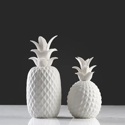 2 pcs lot porcelain pineapple ornaments simple creative white ceramic fruit home decoration | Дом и сад