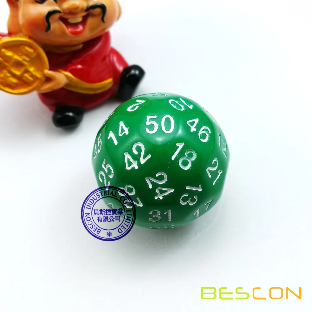 Bescon многогранные кубики, 50-сторонние игровые кубики, D50, D50 кубики, 50-сторонние кубики зеленого цвета Bescon многогранные кубики, 50-сторонние игровые кубики, D50, D50 кубики, 50-сторонние кубики зеленого цвета