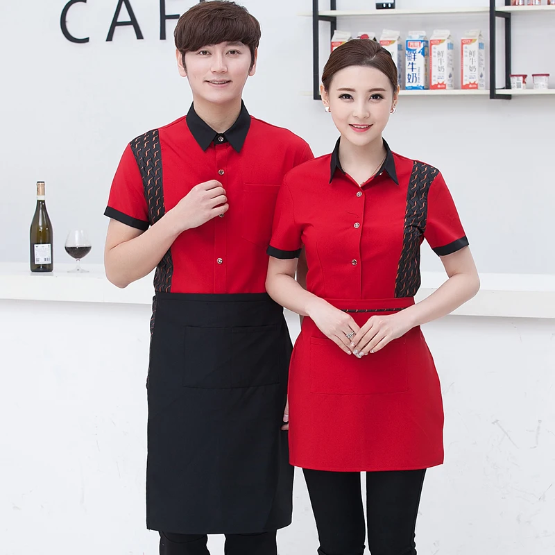 Летняя женская форма с коротким рукавом для официанта в западном стиле|food service