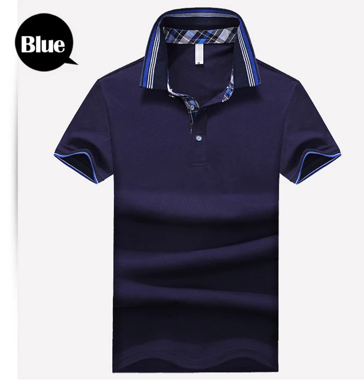 blue UNCO и BOROR Новые бренды мужские однотонные цвет брендовая рубашка-поло короткий рукав дышащий Camisas мужские Поло рубашка плюс размеры 3XL, 4XL, 5XL - Цвет: blue