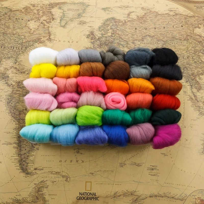 5 г/пакет Шерстяное волокно для валяния африканские ткани 2017 Шерсть-ровинг 36