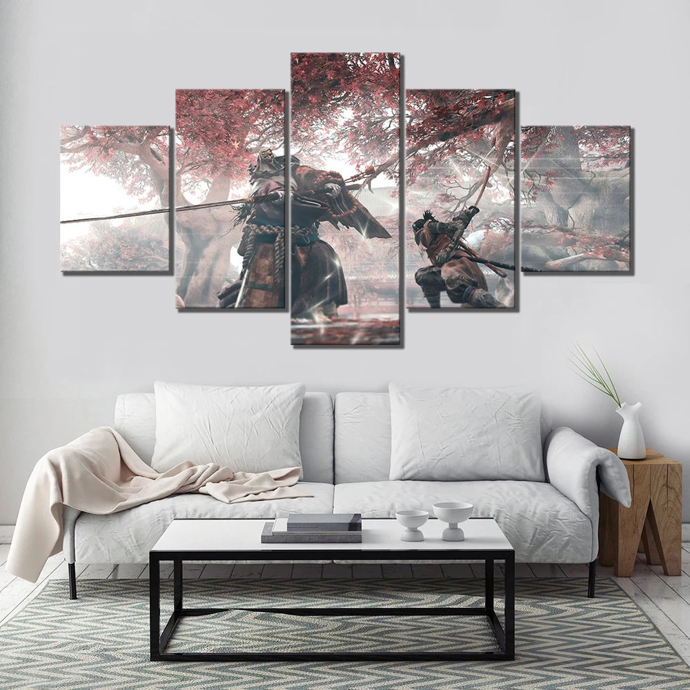 5 Piece HD Fantasy Art Ninja Wolf Picture SEKIRO Shadows Die Twice Game Scene Poster Canvas Paintings Wall for Bedroom Decor | Дом и сад