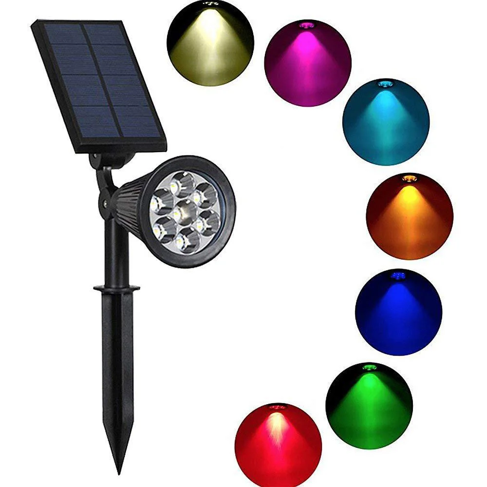 7 colors Солнечный светильник для газона 7LED цветной домашний уличный водонепроницаемый настенный светильник для сада фото дерево Пейзаж Точечный светильник открытый светильник Прямая поставка - Испускаемый цвет: 7 colors