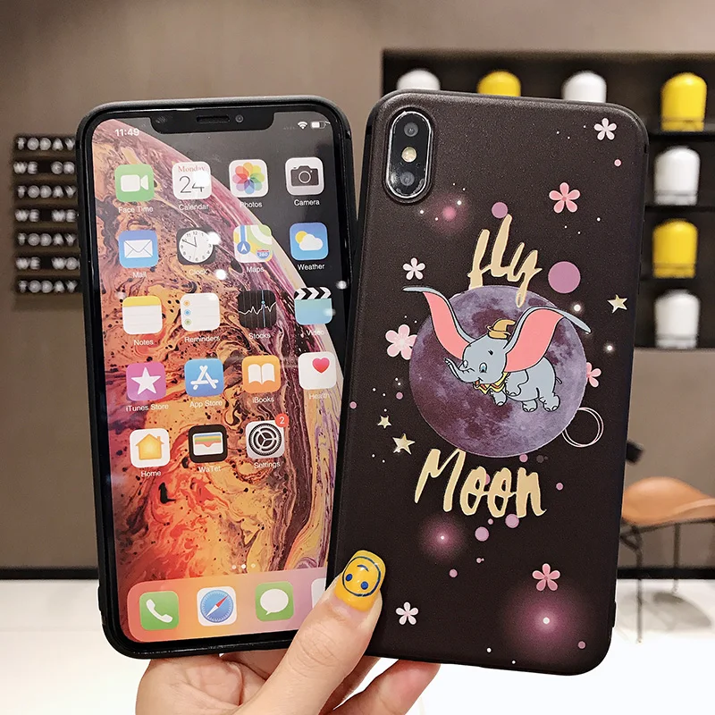Ретро чехлы для телефонов со слоном iphone XS Max X XR милые животные dumbo матовый мягкий