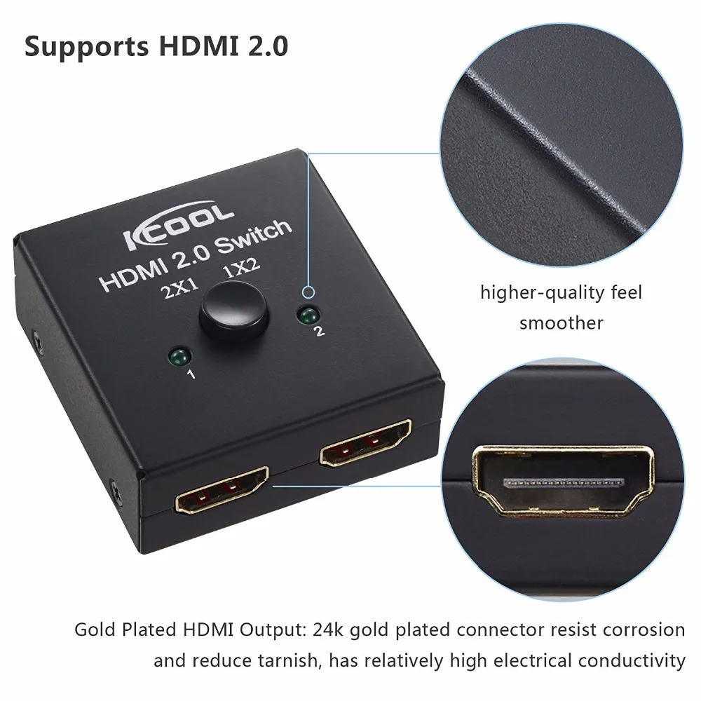 UHD 4K HDMI 2,0 сплиттер переключатель 2x1 или 1x2 HDMI двунаправленный коммутатор коробка Поддержка HDCP 2,2 пройти через для PS3, PS4 и HDTV