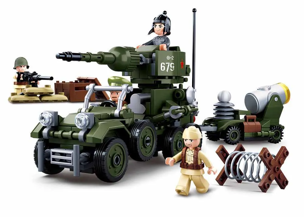 Sluban 0679 332 Шт Военный мировой войны 2 WW2 Быстрая атака бронированная машина
