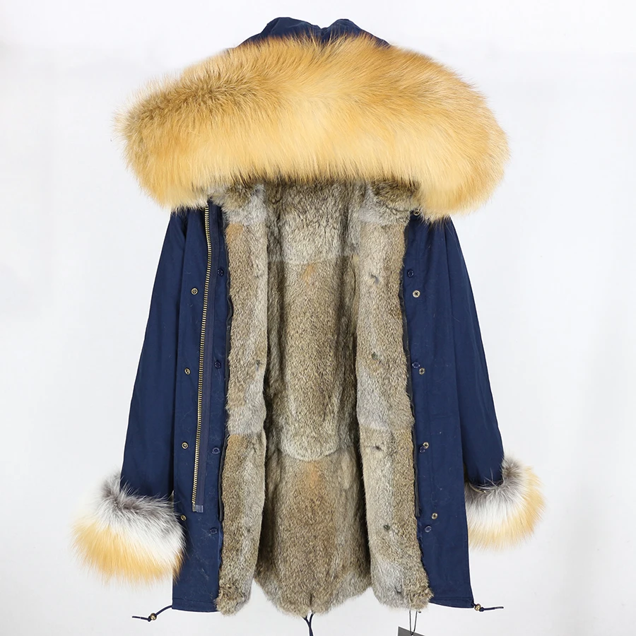 32 OFTBUY, зимняя женская куртка, длинная парка, настоящий золотой Лисий мех, воротник, капюшон, натуральный мех кролика, подкладка, толстая, теплая, парка, уличная одежда - Цвет: 32