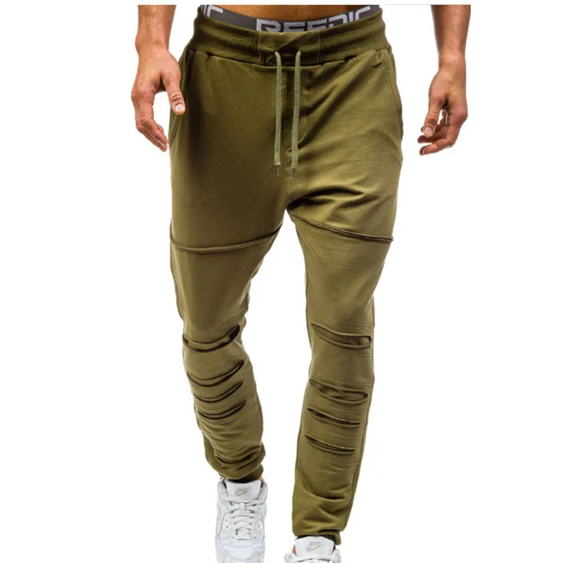 2019 осень и зима новые мужские тонкие строчки повседневные брюки сломанные Медь