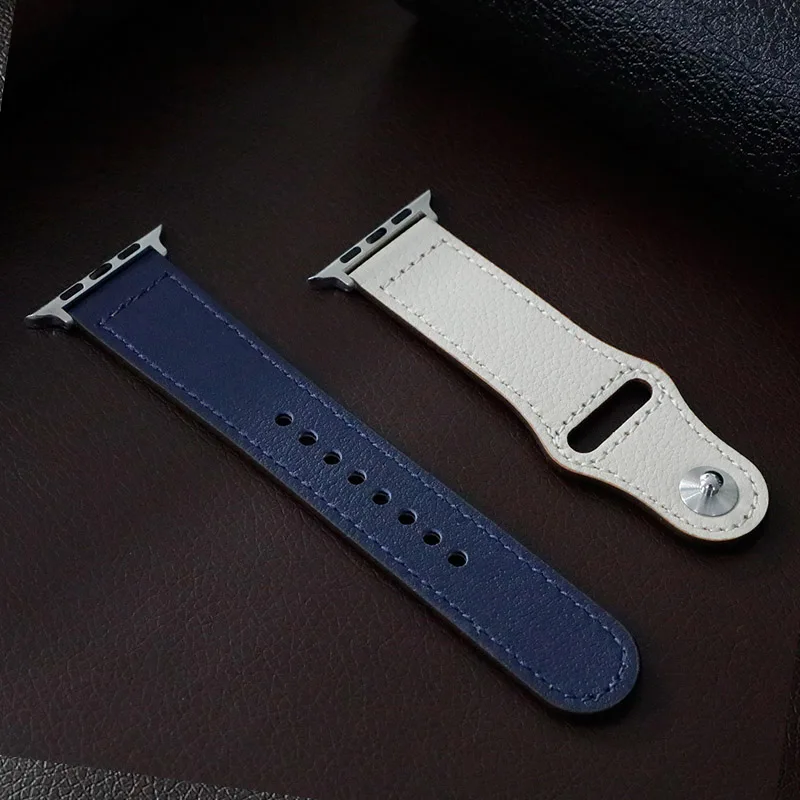 stone-blue Ремешок EIMO для apple watch, ремешок из натуральной кожи, петля 42 мм, 38 мм, iwatch, ремешок 44 мм, 40 мм, браслет, ремешок для часов apple watch 4, 3, 2, 1 - Цвет ремешка: stone-blue