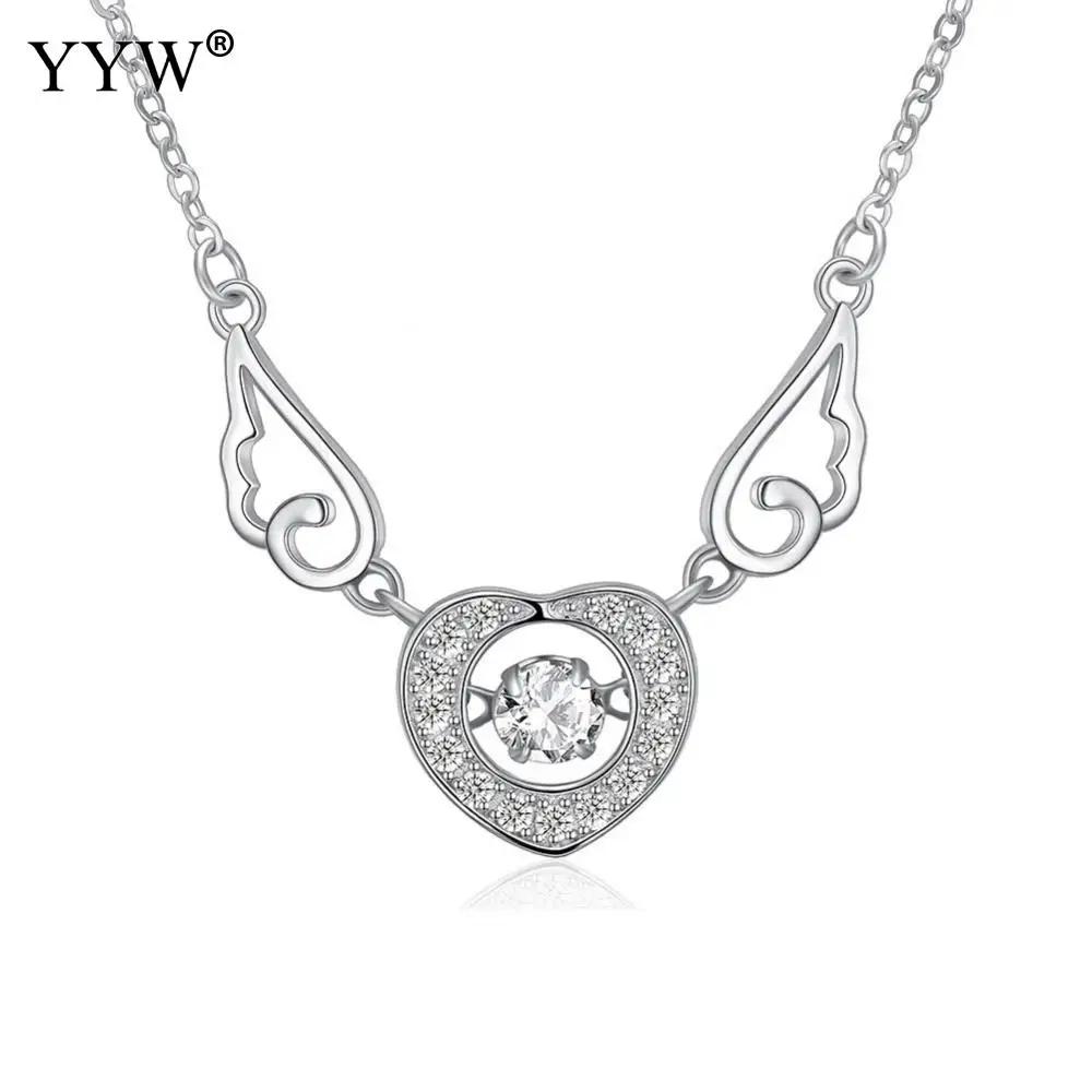 925 стерлингов Серебряные ювелирные изделия Крылатый хрустальное сердце Подвески