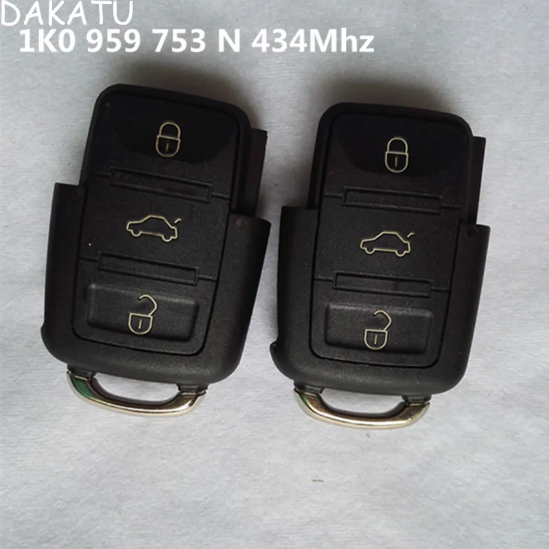 DAKATU 3 кнопки дистанционного ключа для VW Passat 6 Новый Tiguan POLO Vista управления 433 МГц 1K0