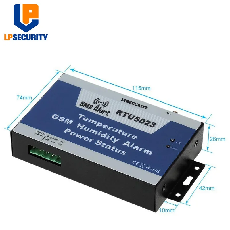 

LPSECURITY GSM 3G Temperature Humidity SensorPower Lost SMS Alert Remote Monitoring DC Power Timer Report APP Control RTU5023