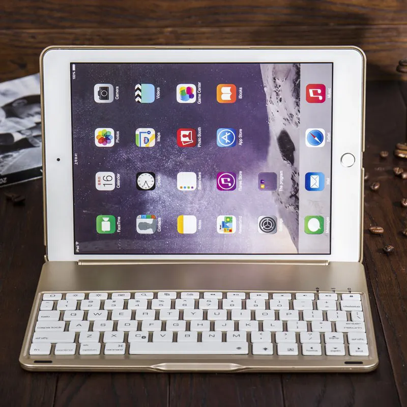 Алюминиевая Bluetooth клавиатура с подсветкой и подставкой защитный чехол для iPad 6/Air 2