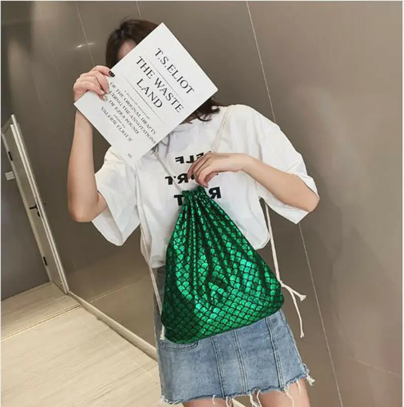 Женский рюкзак на шнурке с рыбьей шкалой 2019 | Багаж и сумки