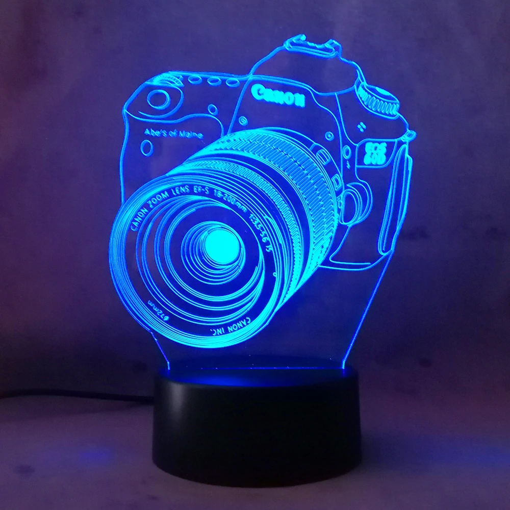 Роскошная крутая 3D камера USB светодиодная лампа украшение для дома сна 7 цветов