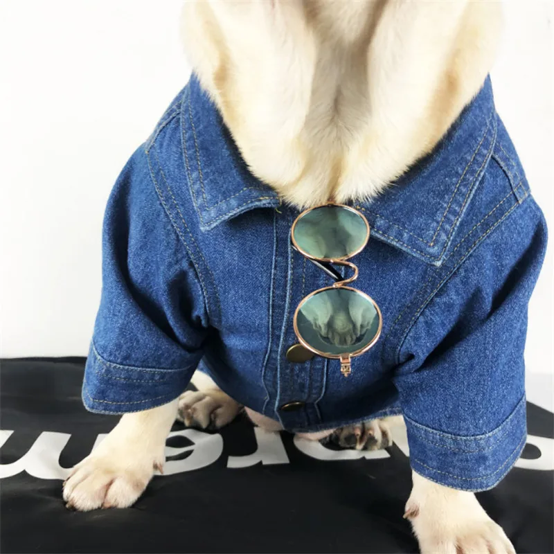 Одежда для маленьких и средних собак крутая джинсовая куртка теплая одежда на 2