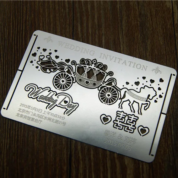 Металлическая пригласительная карточка для свадебной кареты 100 шт./лот A111|card|card