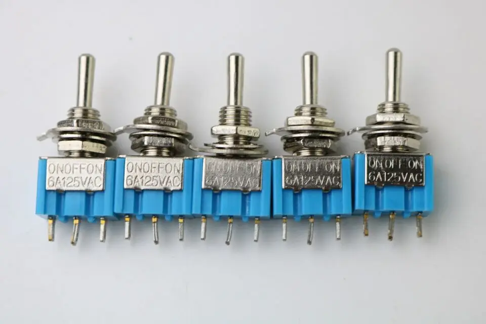 5 шт./лот мини MTS-103 3-контактный SPDT ВКЛ-ВЫКЛ-на 6A 125VAC миниатюрные тумблеры - Цвет: MTS-103 Sky blue