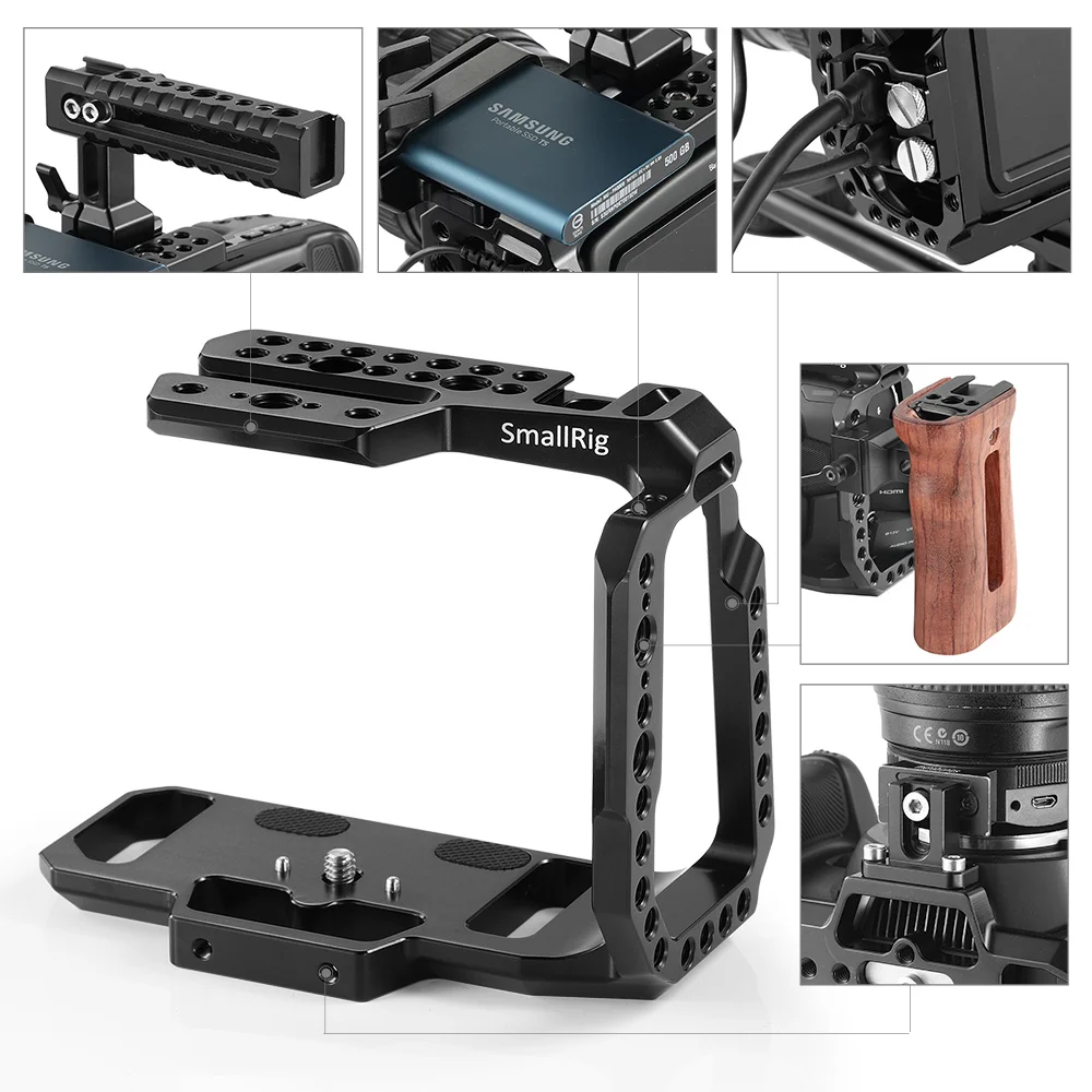 SmallRig BMPCC 4K 6K половинная клетка для Blackmagic дизайна карманная клетка для кинокамеры с Рельсом Nato/Arri отверстие для определения местоположения/может башмака-2254