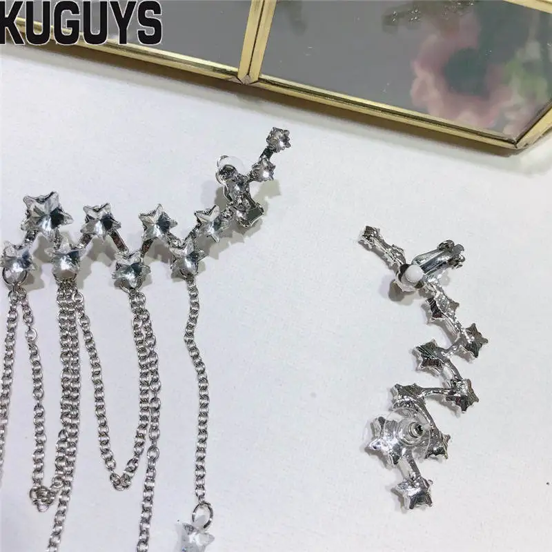 BlingBling кристаллы звезда длинные серьги с кисточками для женщин модные ювелирные