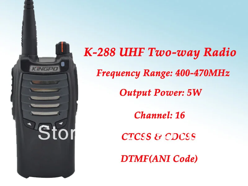 2013 New arrival KINGPO K-288 interphone UHF 400-480MHz 5W 16CH CB ham radio UHF portable two way radio for hotel/police