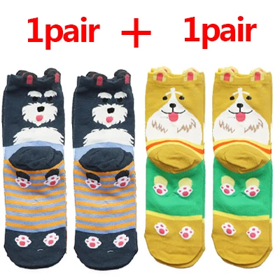 2pair 1/2/3pairs Cute Animal Socks for Women Men 3D Ears Dog Socks with Print Art Socks Winter Autumn Kawaii Socks Warm Sokken Meias - Цвет: 2pair