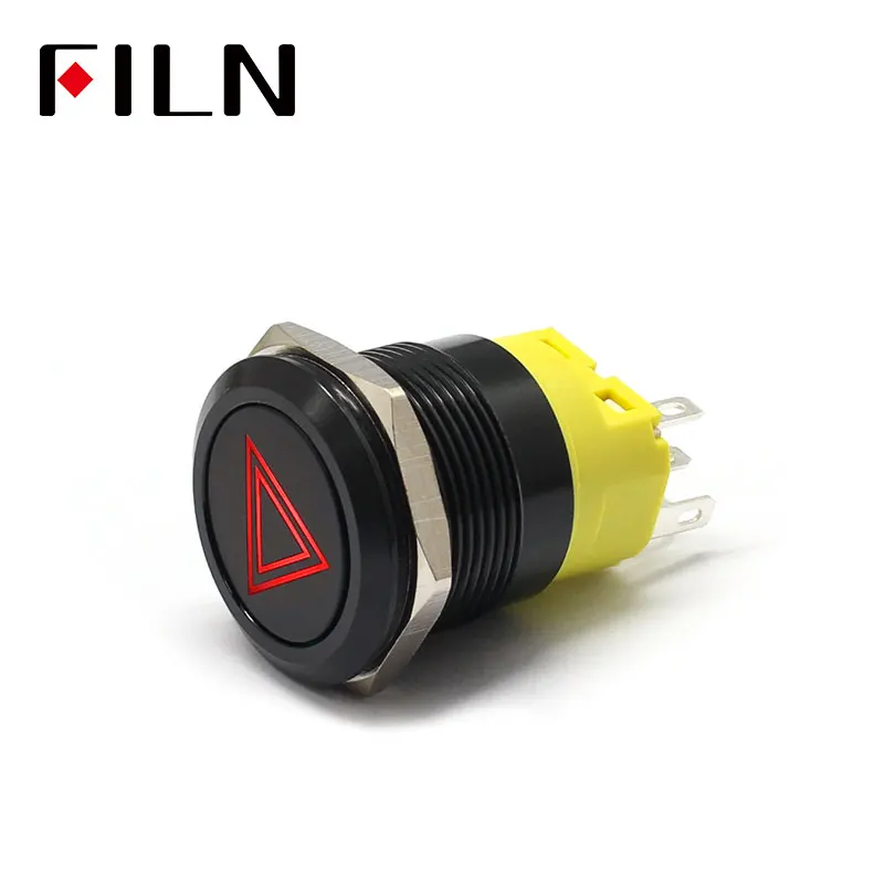 Светодиодный металлический кнопочный выключатель 22 мм 12 В черный без