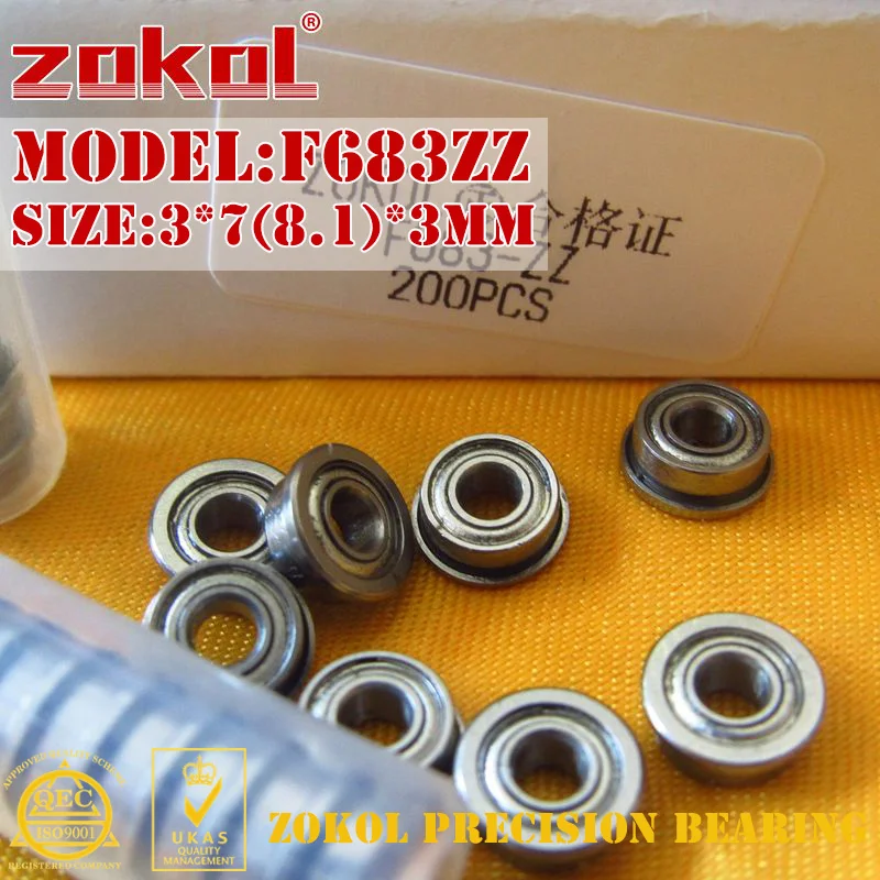 Подшипник ZOKOL F683 ZZ фланцевый подшипник F683ZZ с глубоким желобом шариковый 3*7 (8 1) * 3