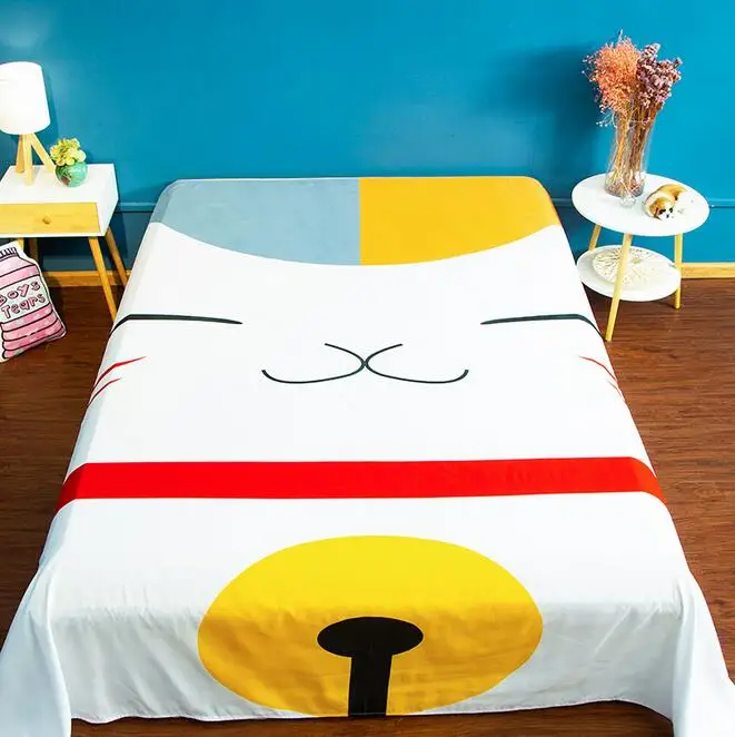 6 Kawaii Bed Sheets Japanese Anime Chibi Maruko Umaru Chan Cat Chinese Characters Printed Dorm Textile Twin Full Queen King Size - Цвет: 6