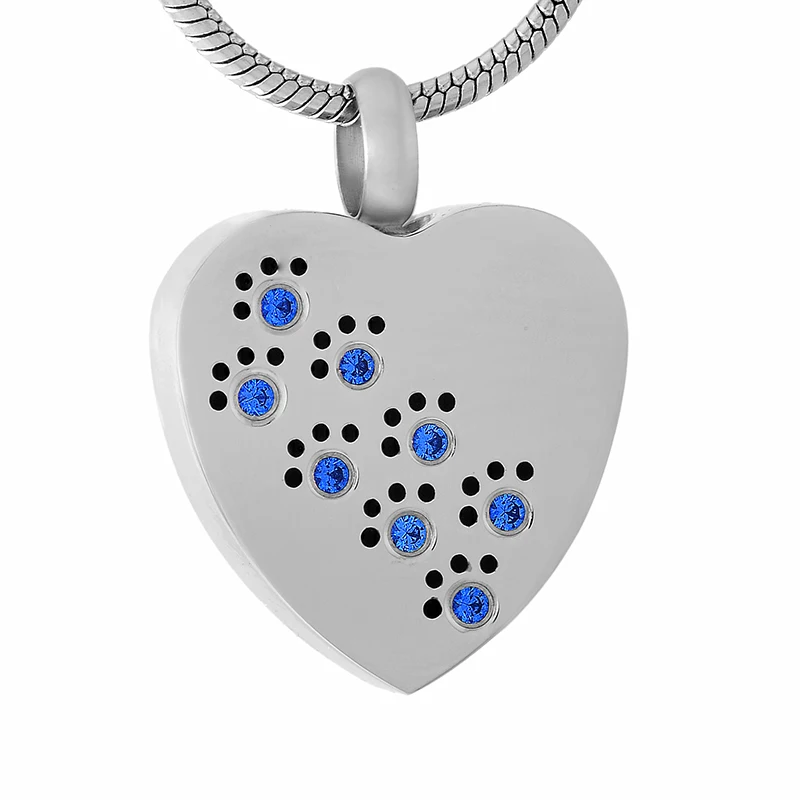 

IJD8383 Wholesale Heart Love Pet Paw Prints Urn Necklace For Ashes Memorial Keepsake Pendant Cremation Jewellery