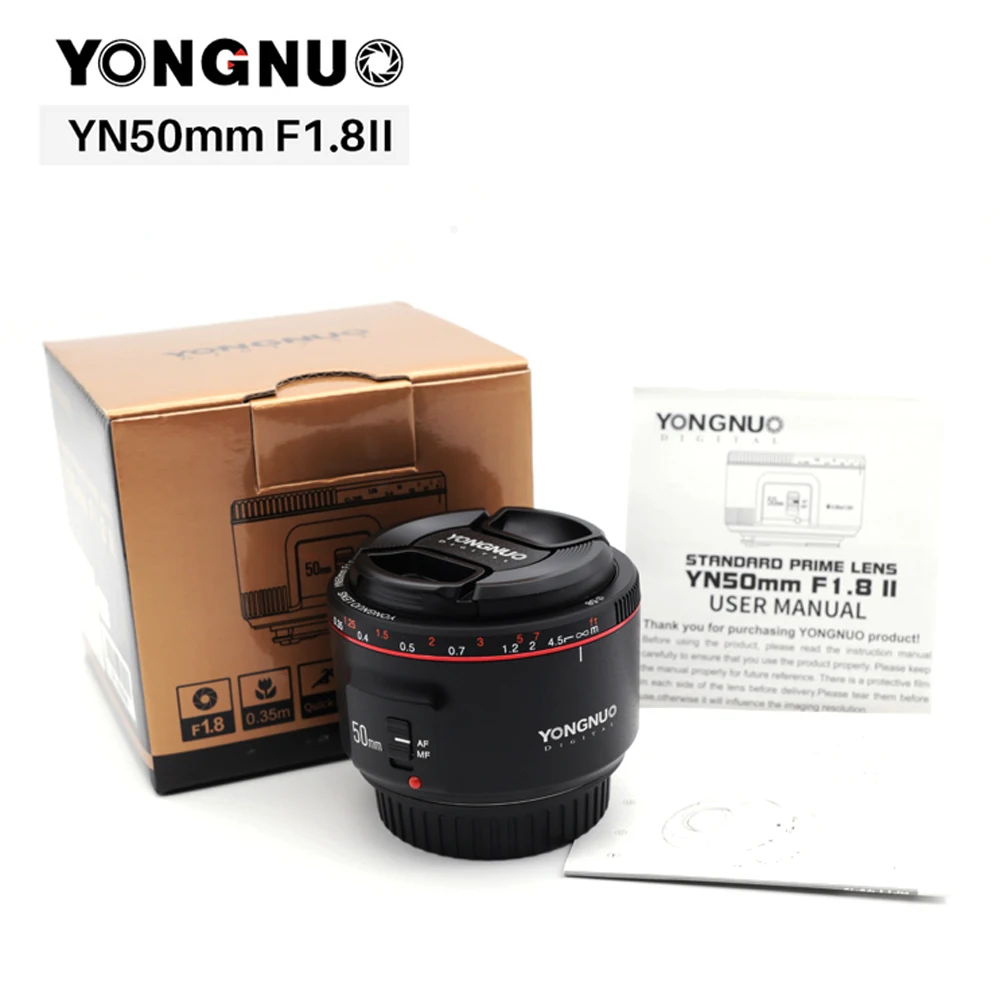 YN50mm F1.8 II большой апертуры Автофокус Объектив YONGNUO для Canon эффект боке объектив камеры для Canon EOS 70D 5D2 5D3 DSLR