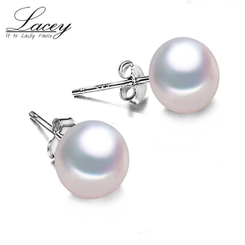 

Big White Natural Freshwater Pearl Earrings Jewelry,925 Silver Sterling Pearl Stud Earrings Women For Daughter Girl Present