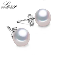 big white natural freshwater pearl earrings jewelry925 silver sterling pearl stud earrings women for daughter girl present