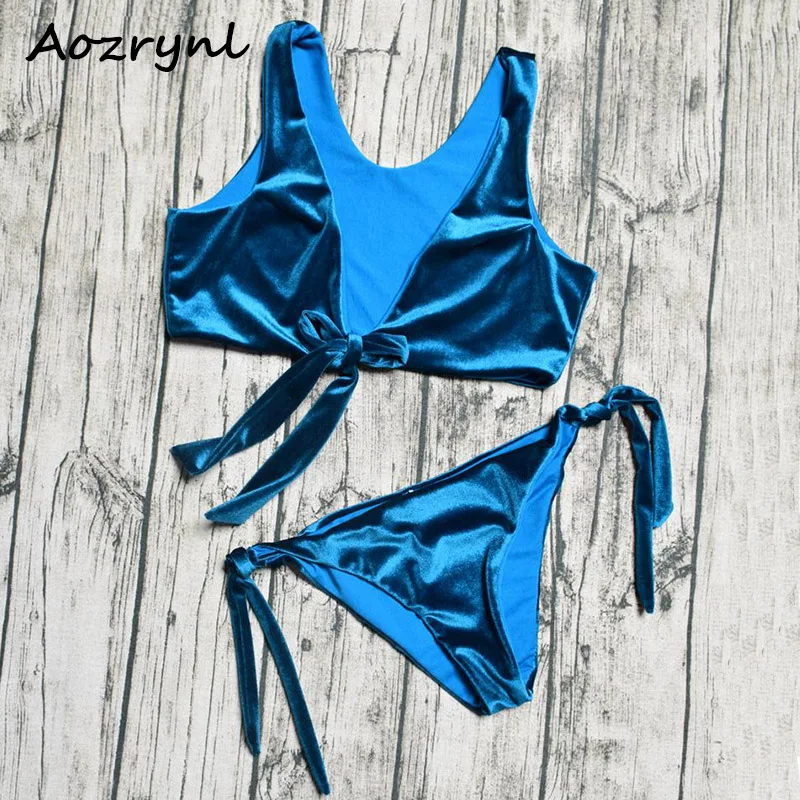 AOZRYNL 2018 бикини сексуальный женский сплошной купальный костюм бархатный
