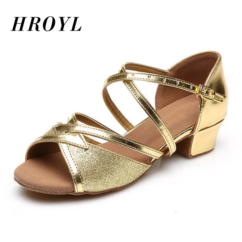 

Latin Dance Shoes For Girls 3.5CM Low Heel Children Ballroom Dancing Shoes Party Practise Tango Salsa Sandals Wholesale